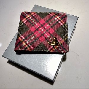 Vivienne Westwood NWT Tartan Leather Billfold Wallet.